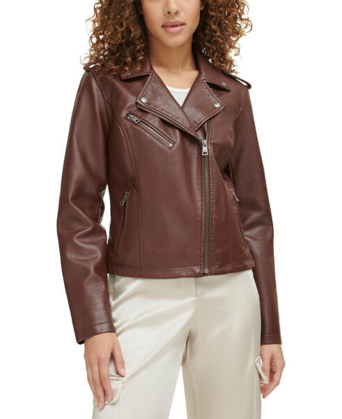 Women's Classic Faux Leather Asymmetrical Moto Jacket