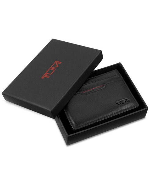 Men's Leather Money Clip Card Case