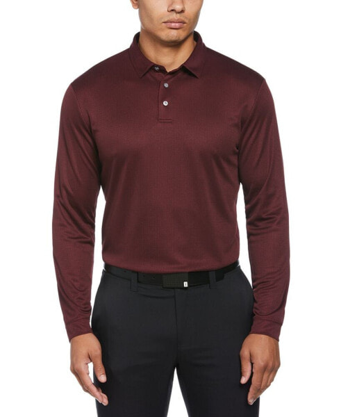 Men's Mini Jacquard Long Sleeve Golf Polo Shirt