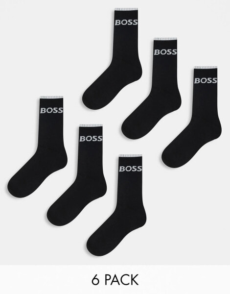 BOSS Bodywear 6 pack logo socks in black