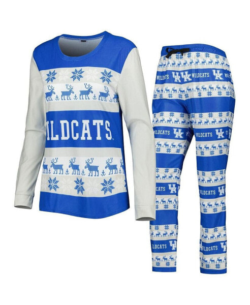 Women's Royal Kentucky Wildcats Ugly Long Sleeve T-shirt and Pajama Pants Sleep Set