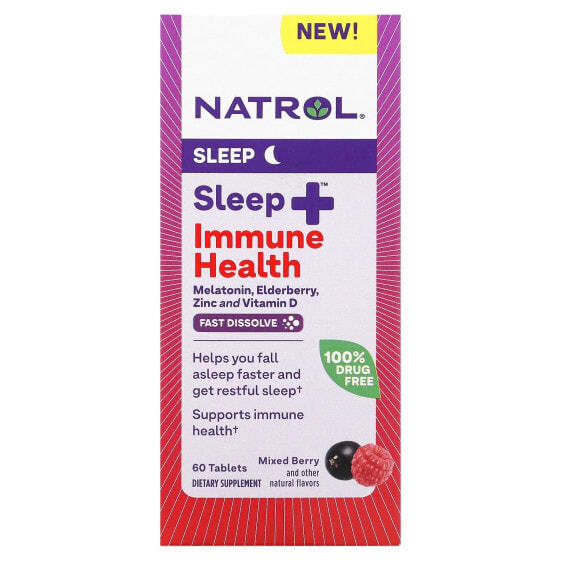 Natrol, Sleep + Immune Health, ягодная смесь, 60 таблеток