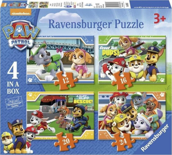 Ravensburger Puzzle 4w1 12/16/20/24 elementy - Psi Patrol