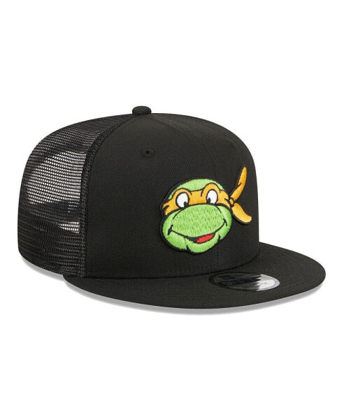 Men's Black Teenage Mutant Ninja Turtles Happy Michelangelo Trucker 9FIFTY Snapback Hat