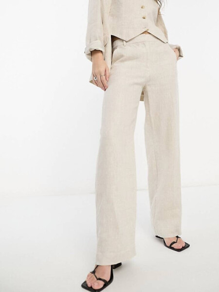 & Other Stories co-ord linen mix tailored trousers in beige