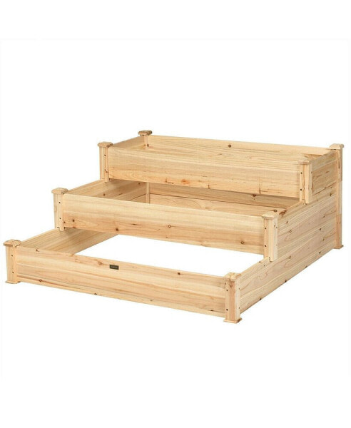 3 Tier Wooden Raised Garden Bed Planter Kit