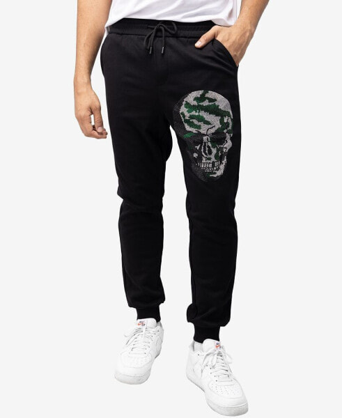 Men's Rinestone Embellished Skull Jogger