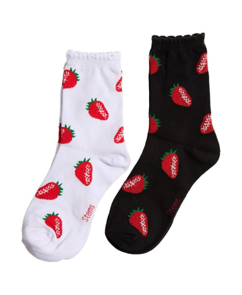 Women's Two Pack of Strawberry Crew Socks