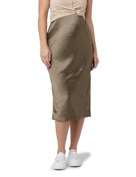 Maternity Lexie Satin Midi Skirt