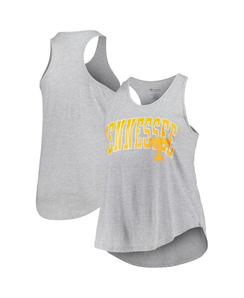 Women's Heather Gray Tennessee Volunteers Arch Logo Racerback Scoop Neck Tank Top