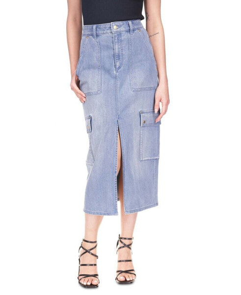 Women's Cargo Denim Midi Skirt