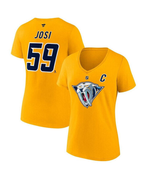 Women's Roman Josi Yellow Nashville Predators Special Edition 2.0 Name and Number V-Neck T-shirt