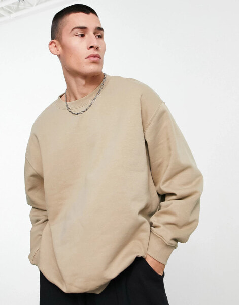 Weekday oversized sweatshirt in beige