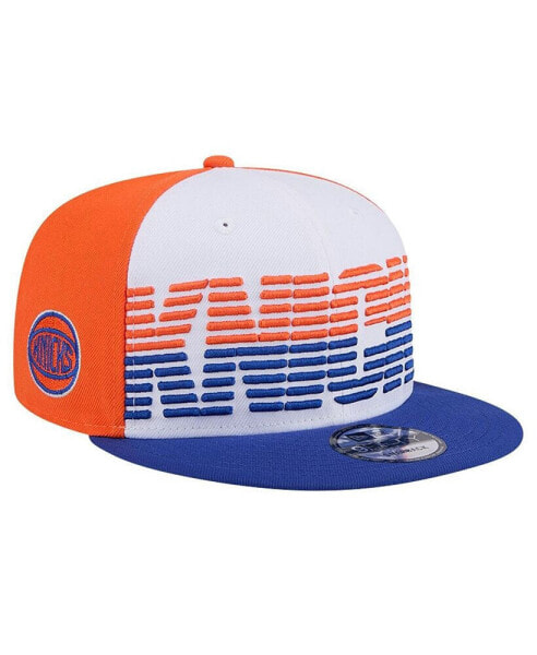 Men's White/Blue New York Knicks Throwback Gradient Tech Font 9Fifty Snapback Hat