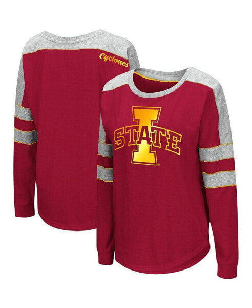 Women's Crimson Iowa State Cyclones Trey Dolman Long Sleeve T-shirt