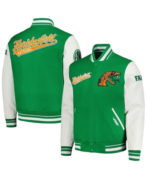 Men's Green Florida A&M Rattlers Script Wool Full-Zip Varsity Jacket