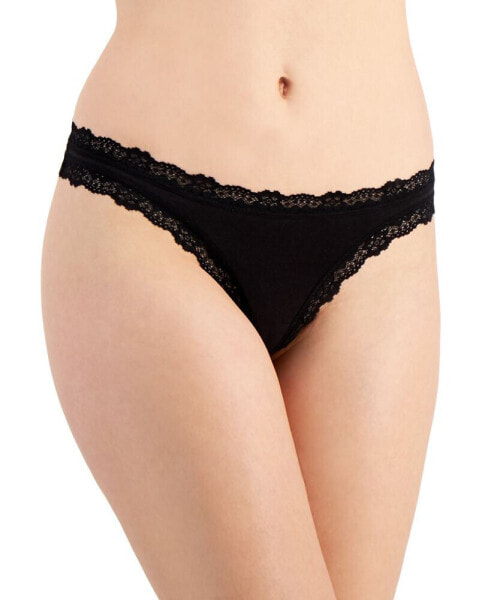 Women's Lace-Trim Thong, Created for Macy's