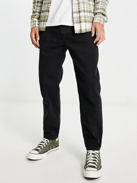 Only & Sons Avi tapered fit jeans in black wash 