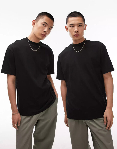 Topman 2 pack oversized fit t-shirt in black