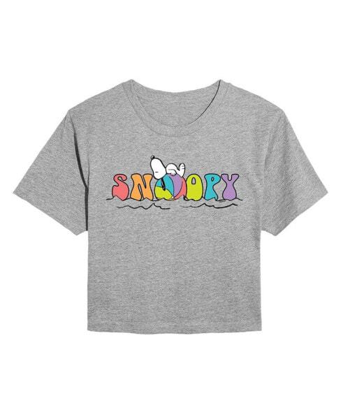 Hybrid Apparel Trendy Juniors Peanuts Snoopy Beach Cropped Tee