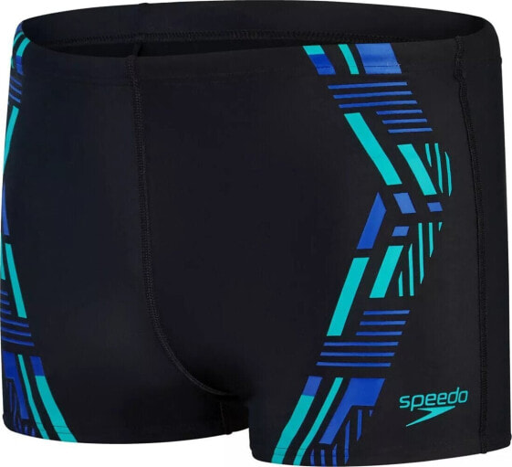 Speedo Męskie kąpielówki Speedo TECH PRNT ASHT AM black/chroma blue/aquarium rozmiar 32