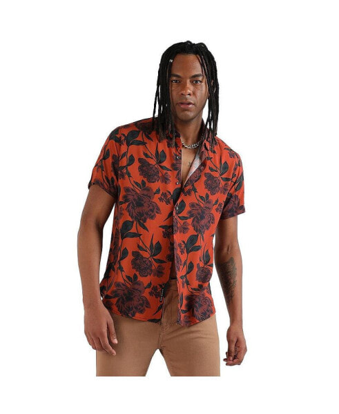 Men's EcoLiva Burnt Orange Floral Bloom Shirt