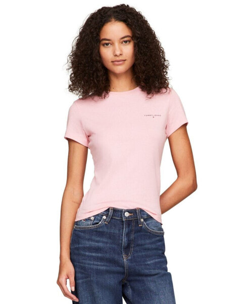 Women's Cotton Slim-Fit Linear Logo T-Shirt