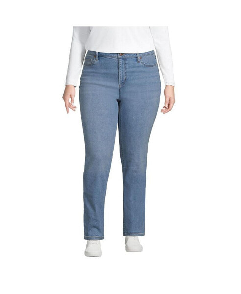 Plus Size Mid Rise Straight Leg Blue Jeans