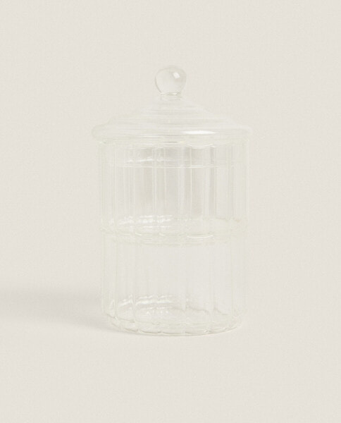 Borosilicate glass double-height jar with lid