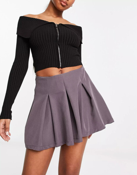 Reclaimed Vintage skort in charcoal