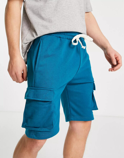 American Stitch jersey cargo shorts in blue