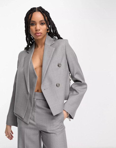 & Other Stories – Asymmetrischer Blazer in Grau, Teil eines 3-teiligen Sets, Kombiteil