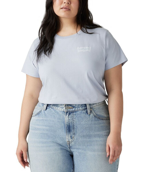 Plus Size Perfect Cotton Holmes Floral Logo Tee