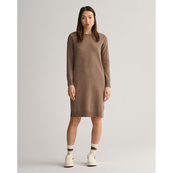 GANT Superfine Lambswool Long Sleeve Midi Dress