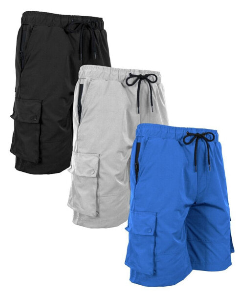 Men's Moisture Wicking Performance Quick Dry Cargo Shorts-3 Pack