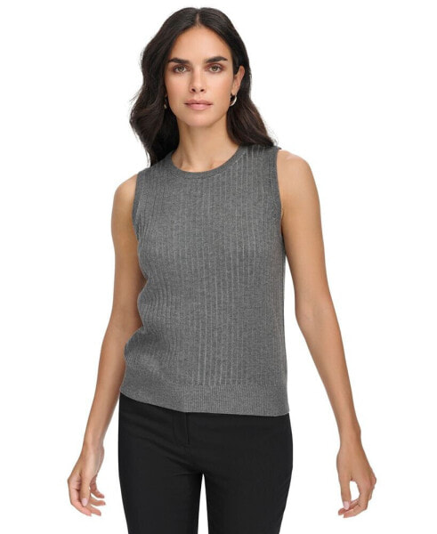 Women's Ribbed Sleeveless Crewneck Sweater