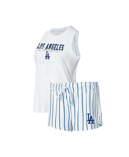 Женская пижама Concepts Sport Womens White Los Angeles Dodgers Reel Pinstripe Tank Top and Shorts Sleep Set