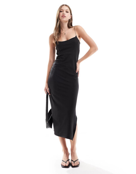 Vero Moda scoop neck jersey cami maxi dress in black