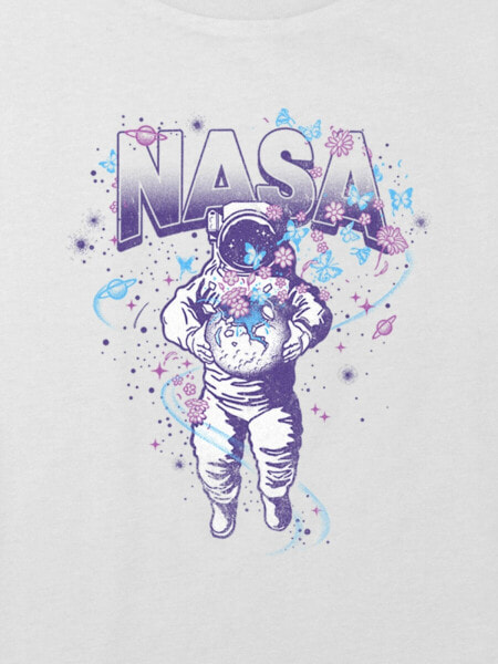 Kids NASA Pastel Astronaut Graphic Boxy Crop Tee