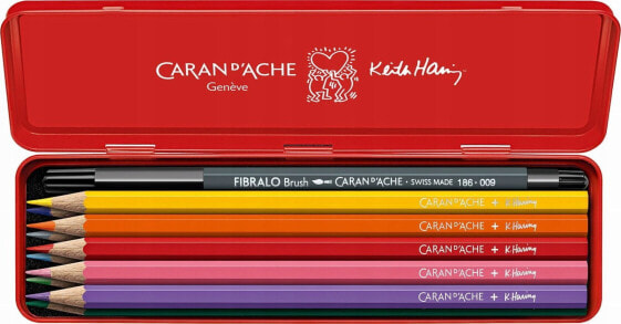 Caran d`Arche Kredki akwarelowe CARAN D'ACHE, Keith Haring, 10 szt. + 1 czarny flamaster Fibralo Brush