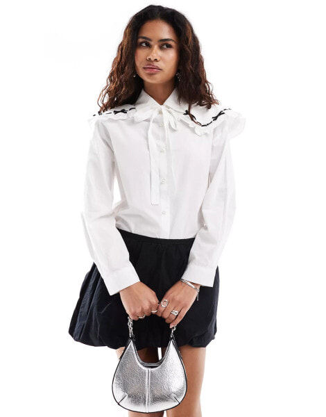 Sister Jane bow collar shirt in ivory