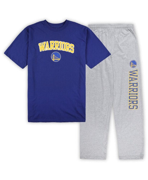 Men's Royal, Heather Gray Golden State Warriors Big and Tall T-shirt and Pajama Pants Sleep Set