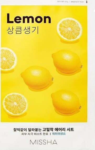 Missha Airy Fit Sheet Mask rozjaśniająca maseczka w płachcie z ekstraktem z cytryny Lemon 19ml