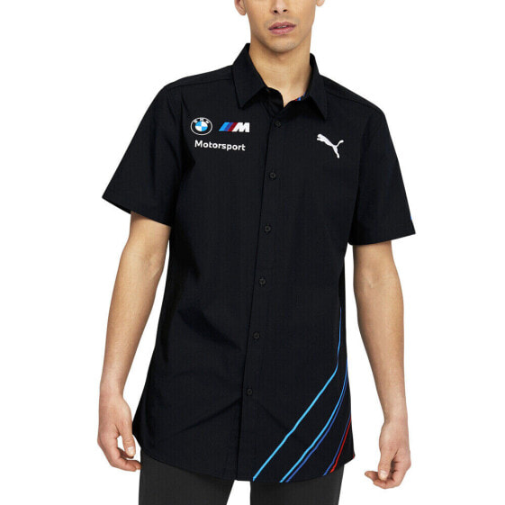 Puma Bmw M Motorsport Team Short Sleeve Polo Shirt Mens Black Casual 763337-01