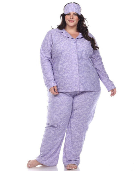 Женская пижама White Mark Plus Size Pajama Set, 3-Piece