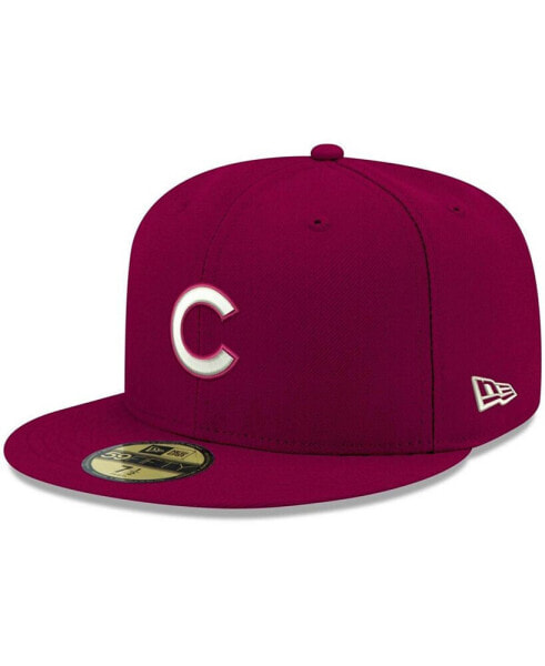 Men's Cardinal Chicago Cubs Logo White 59FIFTY Fitted Hat