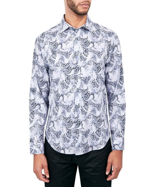 Men's Regular-Fit Non-Iron Performance Stretch Paisley Button-Down Shirt