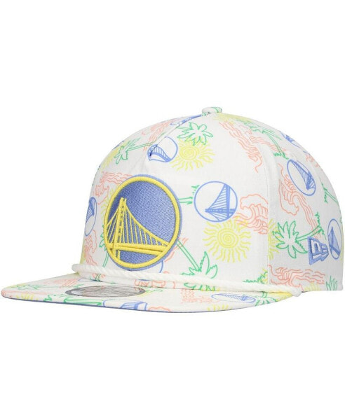 Men's White Golden State Warriors Palm Trees and Waves Golfer Adjustable Hat