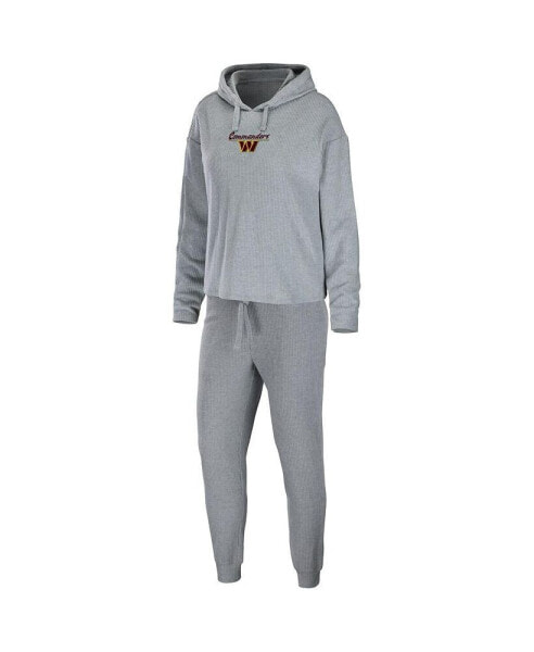 Женская пижама WEAR by Erin Andrews Womens Heathered Gray Washington Commanders Pullover Hoodie and Pants Lounge Set