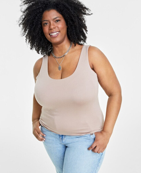 Trendy Plus Size Longline Scoop-Neck Tank, Created for Macy's